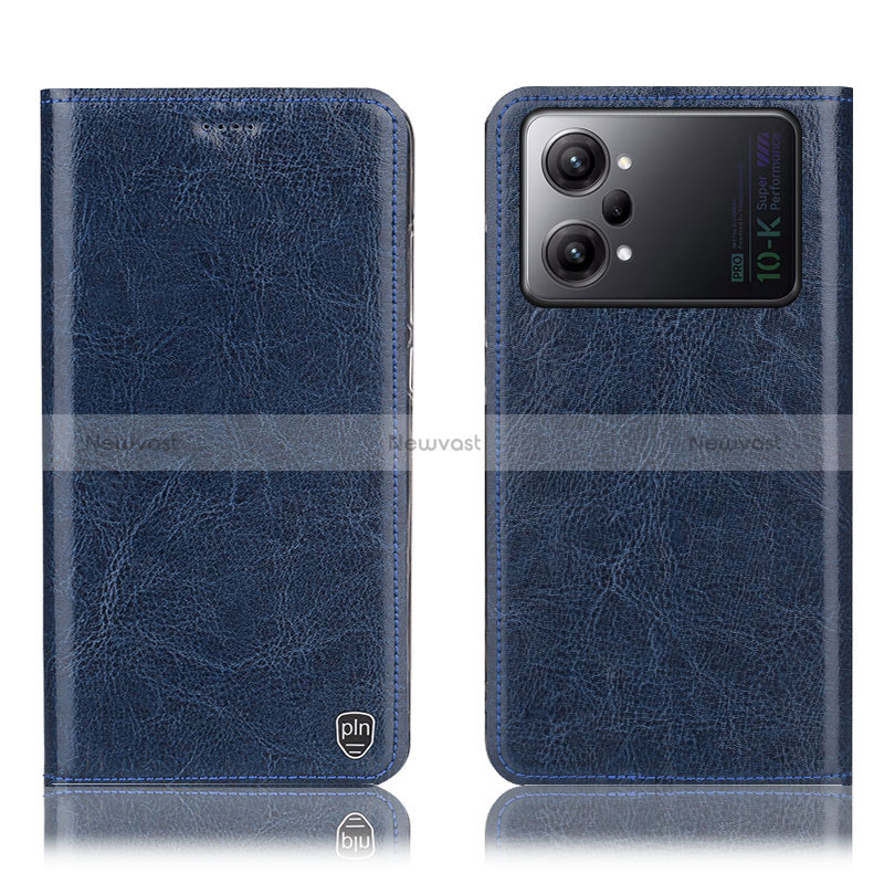 Leather Case Stands Flip Cover Holder H04P for Oppo K10 Pro 5G Blue