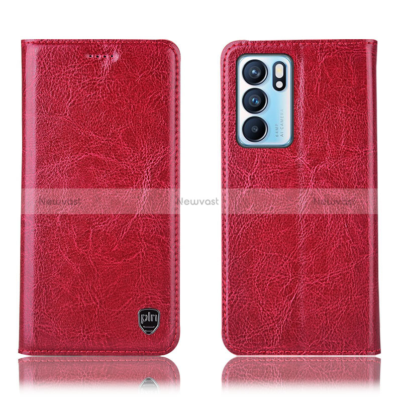 Leather Case Stands Flip Cover Holder H04P for Oppo Reno6 5G