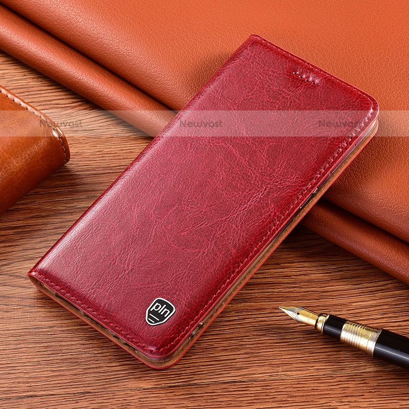 Leather Case Stands Flip Cover Holder H04P for Samsung Galaxy M40 Red
