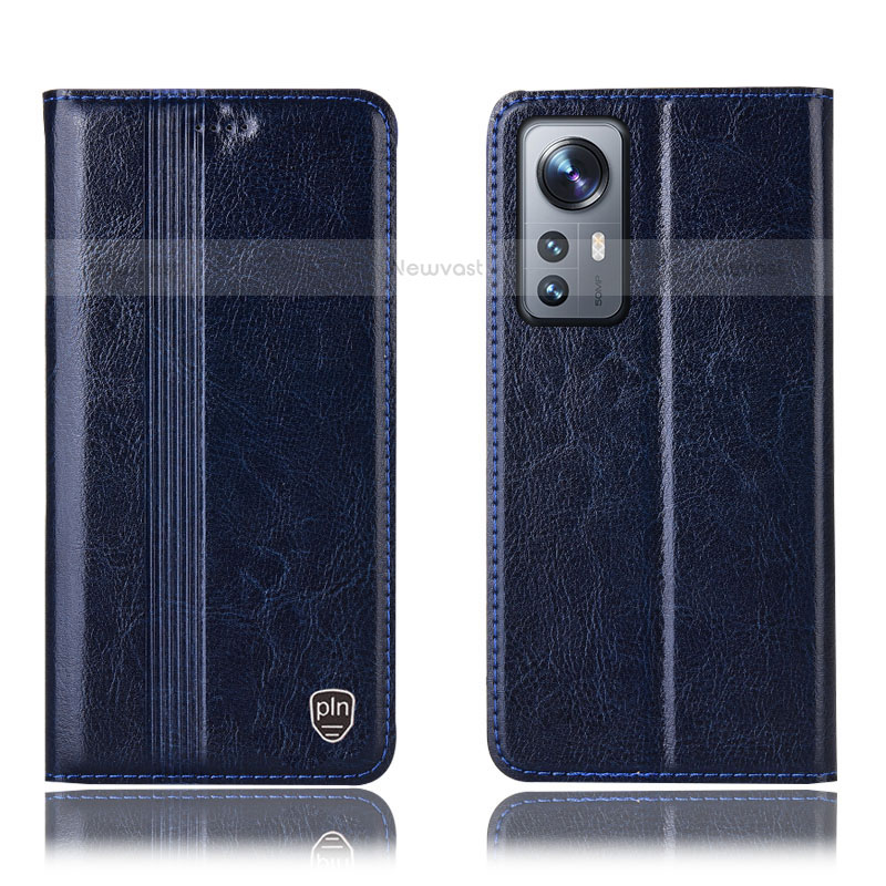 Leather Case Stands Flip Cover Holder H04P for Xiaomi Mi 12 Lite 5G Blue