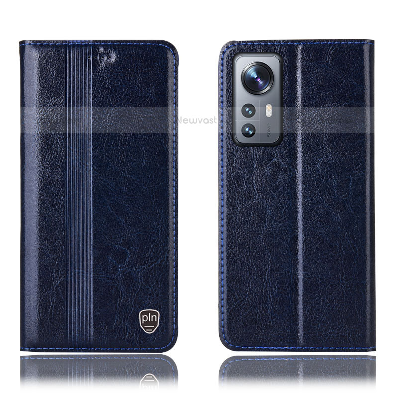 Leather Case Stands Flip Cover Holder H04P for Xiaomi Mi 12X 5G Blue