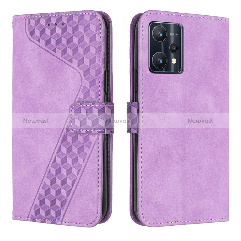 Leather Case Stands Flip Cover Holder H04X for Realme 9 Pro+ Plus 5G Purple