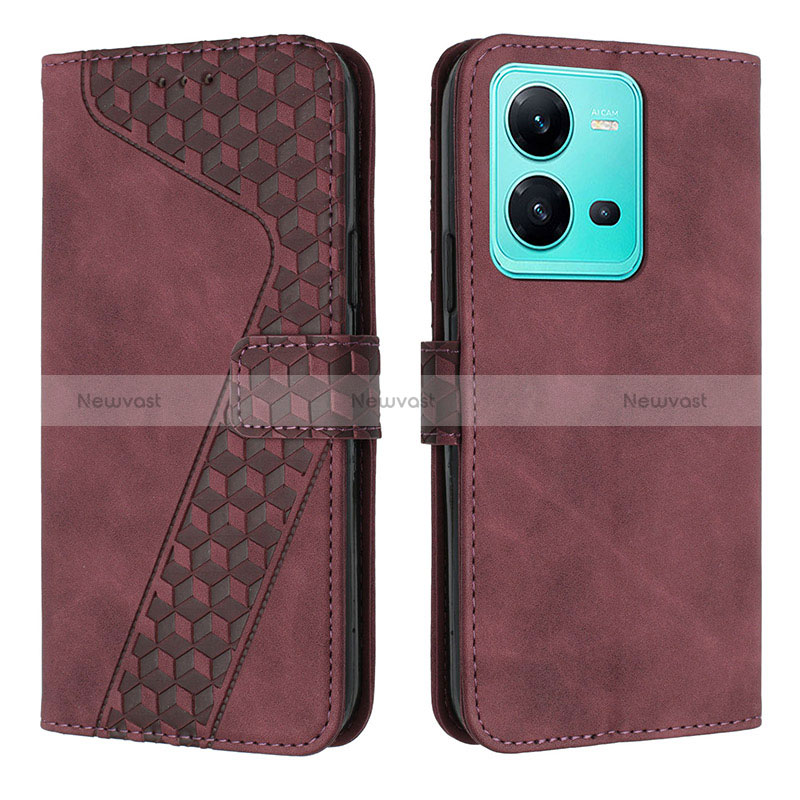Leather Case Stands Flip Cover Holder H04X for Vivo V25 5G