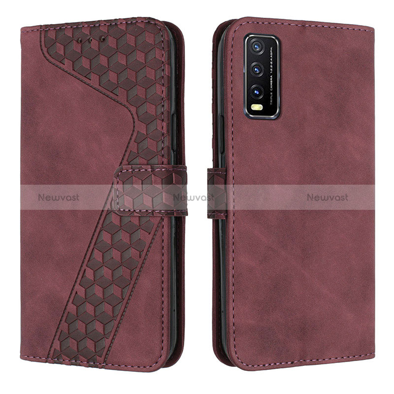 Leather Case Stands Flip Cover Holder H04X for Vivo Y20s