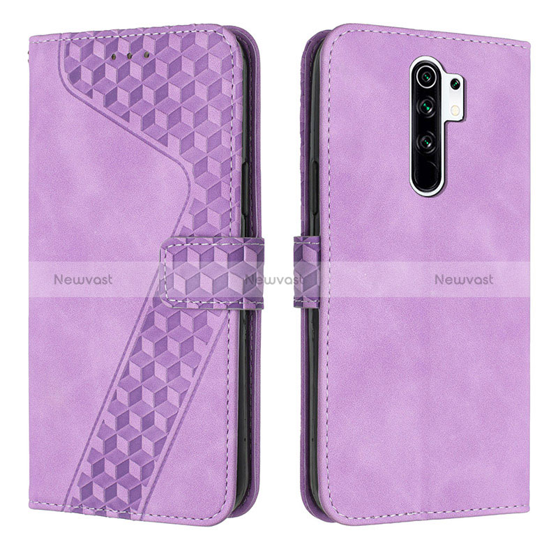 Leather Case Stands Flip Cover Holder H04X for Xiaomi Redmi 9 Purple