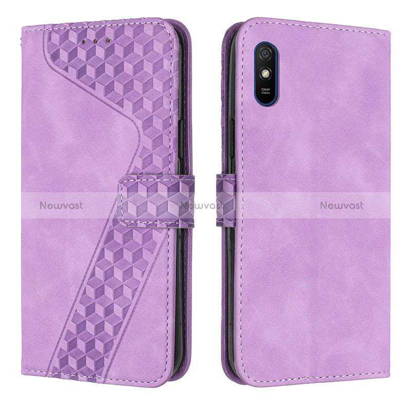 Leather Case Stands Flip Cover Holder H04X for Xiaomi Redmi 9AT Purple