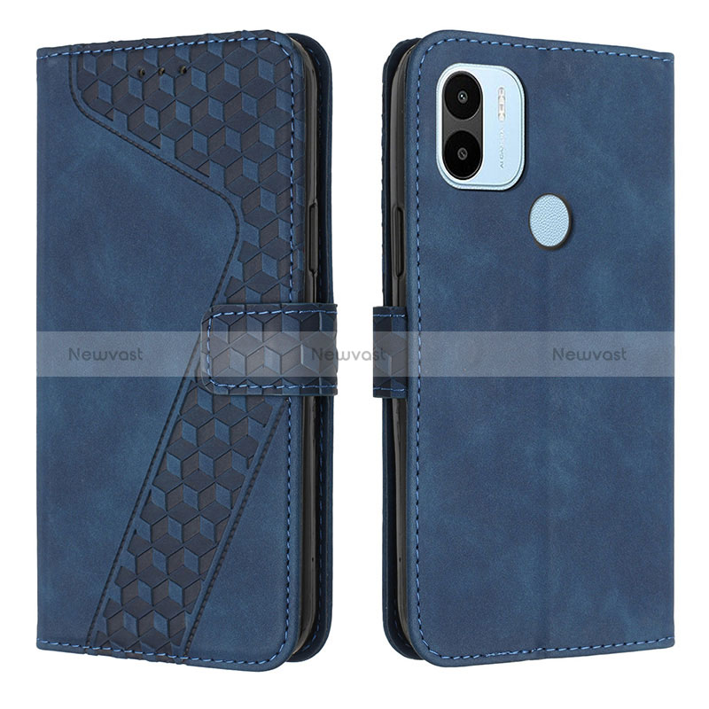 Leather Case Stands Flip Cover Holder H04X for Xiaomi Redmi A1 Plus Blue