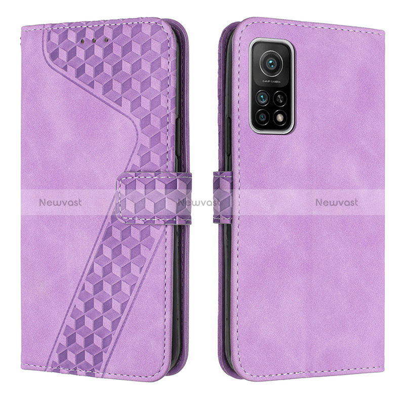 Leather Case Stands Flip Cover Holder H04X for Xiaomi Redmi K30S 5G Purple
