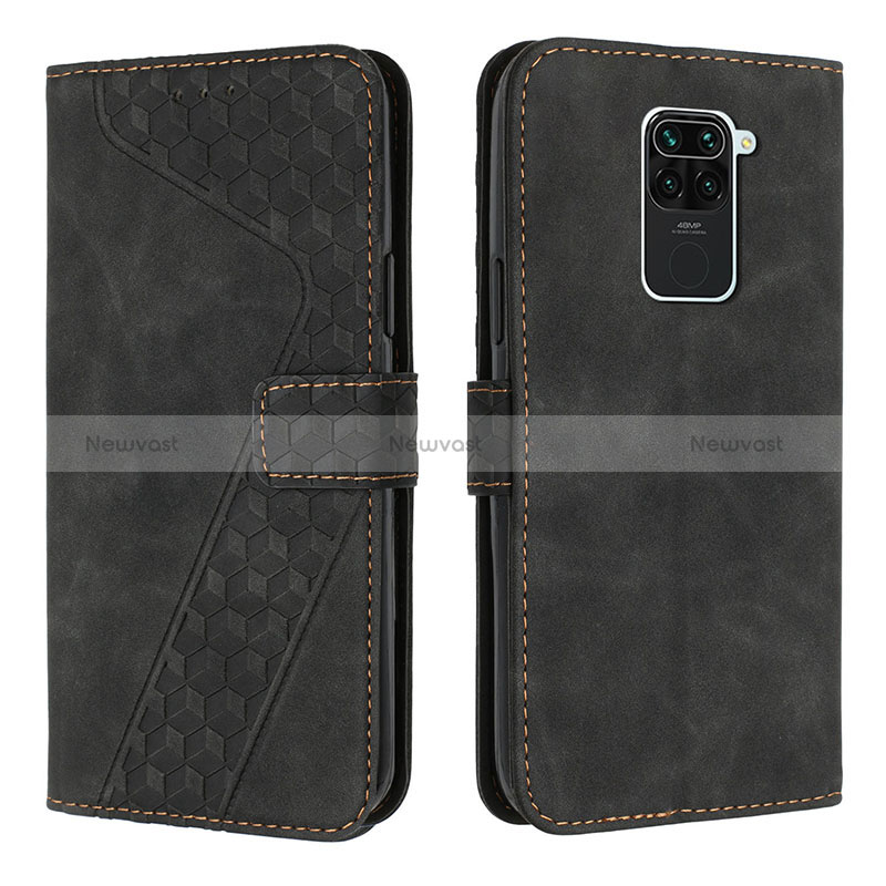 Leather Case Stands Flip Cover Holder H04X for Xiaomi Redmi Note 9 Black