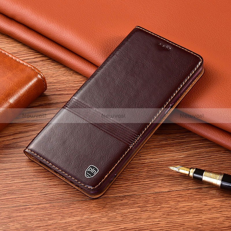 Leather Case Stands Flip Cover Holder H05P for Google Pixel 8 5G Brown