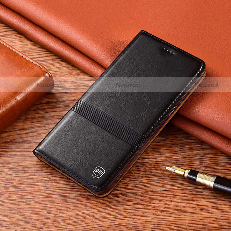 Leather Case Stands Flip Cover Holder H05P for Motorola Moto G10 Power Black