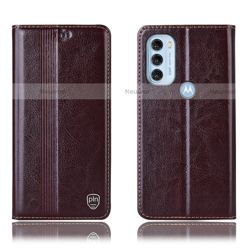 Leather Case Stands Flip Cover Holder H05P for Motorola Moto G71 5G