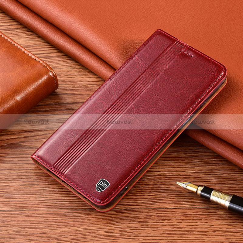 Leather Case Stands Flip Cover Holder H05P for Oppo Reno6 Z 5G Red