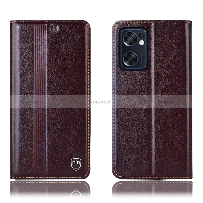 Leather Case Stands Flip Cover Holder H05P for Oppo Reno7 SE 5G