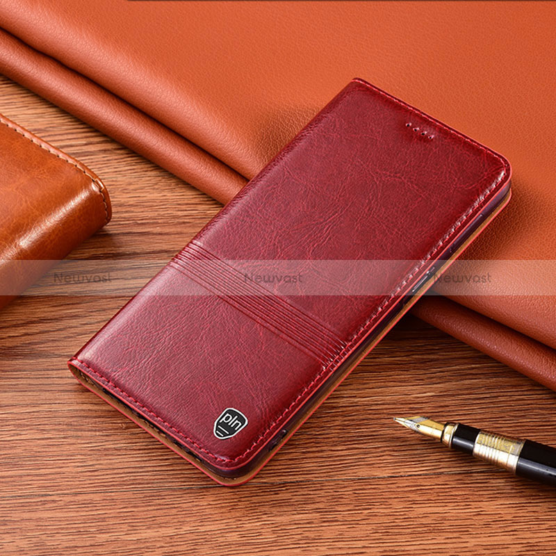 Leather Case Stands Flip Cover Holder H05P for Samsung Galaxy A30 Red