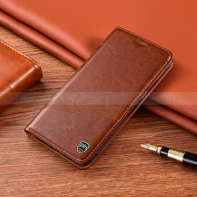 Leather Case Stands Flip Cover Holder H05P for Samsung Galaxy F13 4G Light Brown
