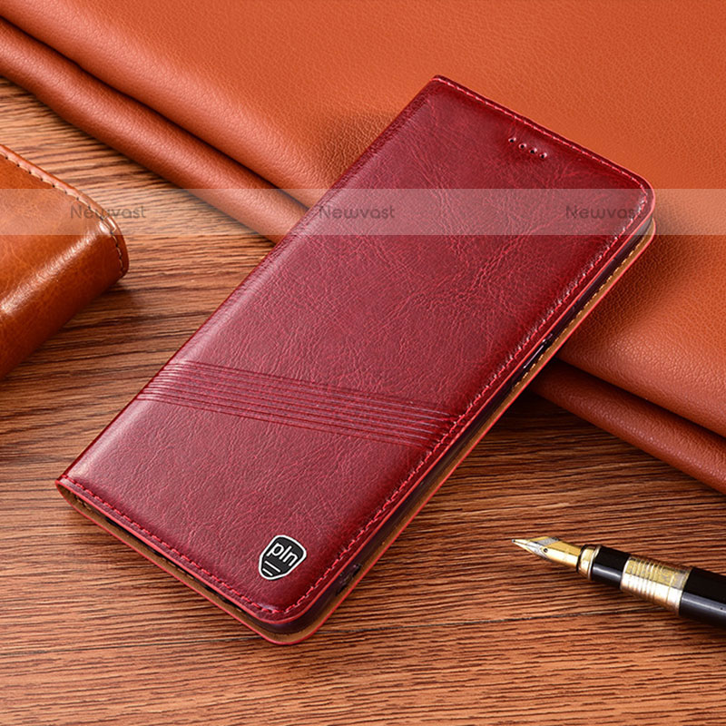 Leather Case Stands Flip Cover Holder H05P for Samsung Galaxy M51 Red