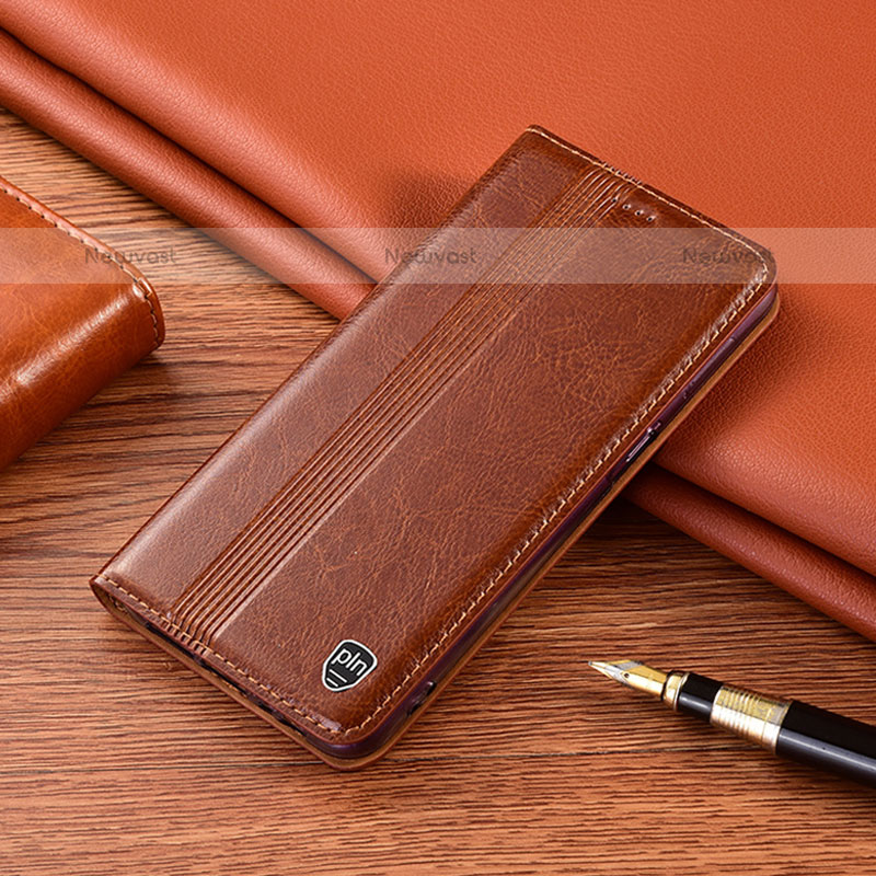 Leather Case Stands Flip Cover Holder H05P for Samsung Galaxy S20 Plus 5G Light Brown