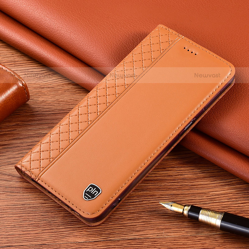 Leather Case Stands Flip Cover Holder H05P for Samsung Galaxy S21 5G Light Brown