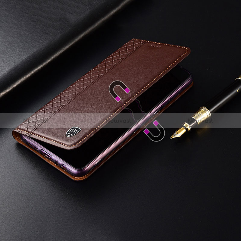 Leather Case Stands Flip Cover Holder H05P for Samsung Galaxy S24 Ultra 5G