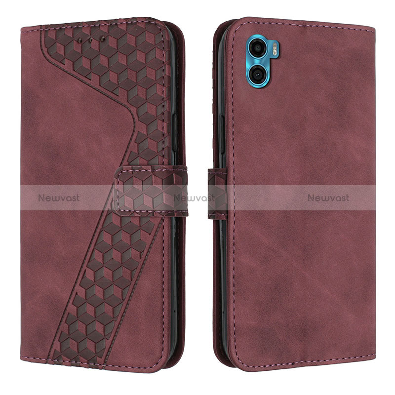 Leather Case Stands Flip Cover Holder H05X for Motorola Moto E22S