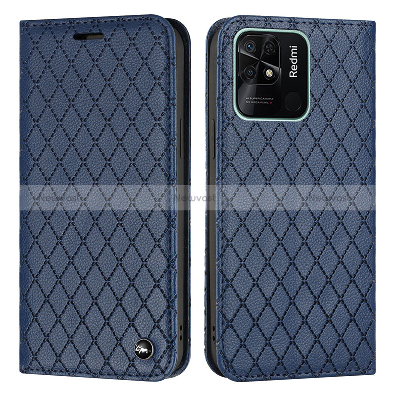 Leather Case Stands Flip Cover Holder H05X for Xiaomi Redmi 10C 4G Blue