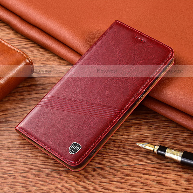 Leather Case Stands Flip Cover Holder H06P for Motorola Moto Edge 20 Pro 5G Red