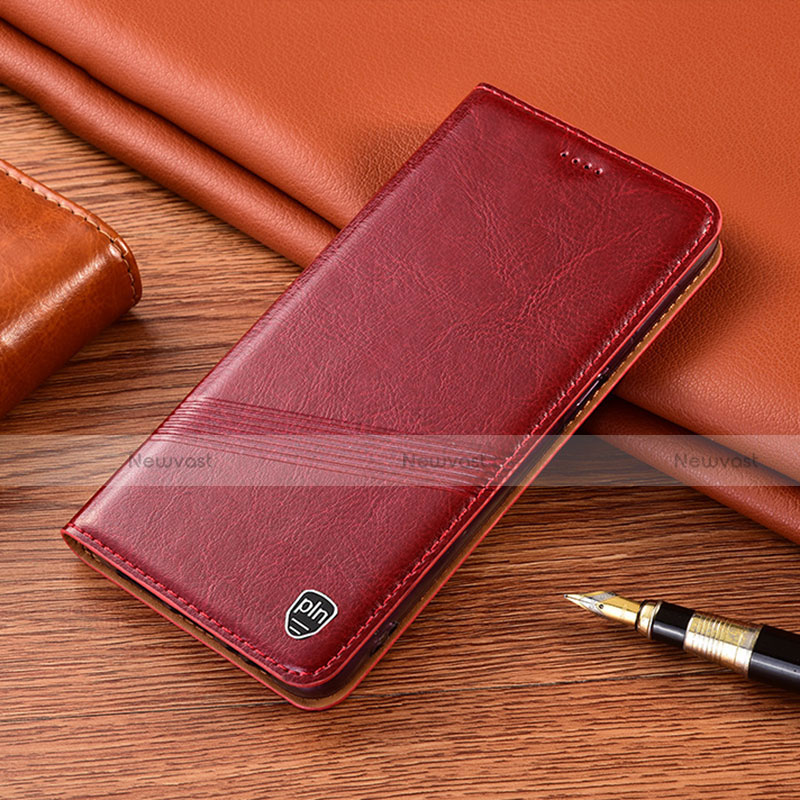 Leather Case Stands Flip Cover Holder H06P for Motorola Moto G20 Red