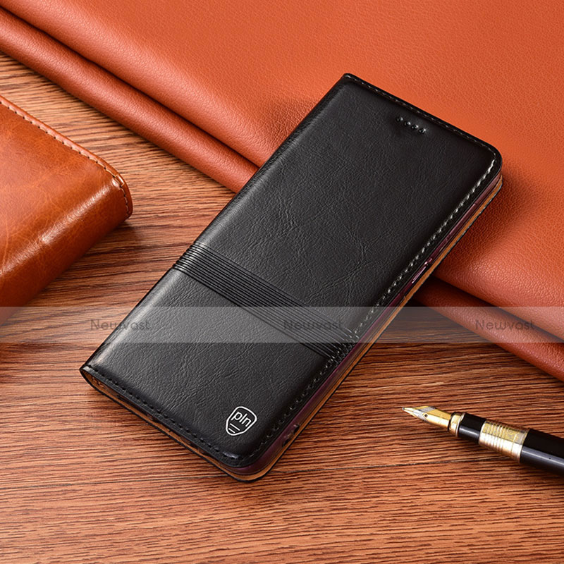 Leather Case Stands Flip Cover Holder H06P for Motorola Moto G62 5G Black