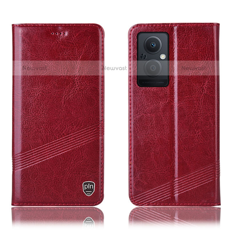 Leather Case Stands Flip Cover Holder H06P for OnePlus Nord N20 5G Red