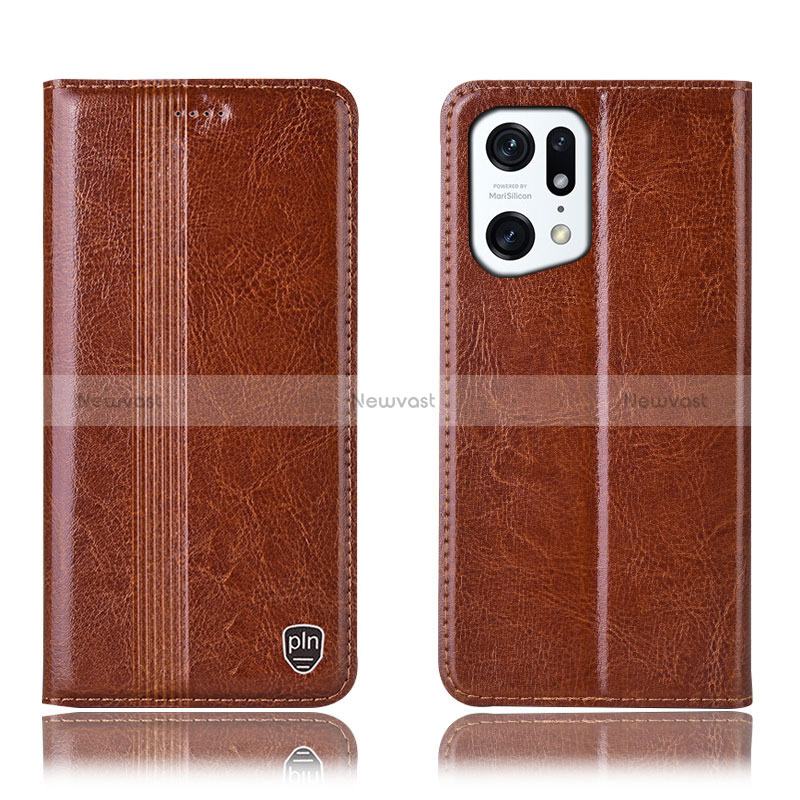 Leather Case Stands Flip Cover Holder H06P for Oppo Find X5 5G