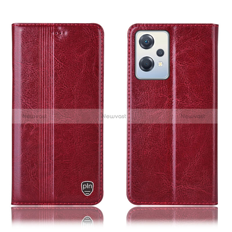 Leather Case Stands Flip Cover Holder H06P for Oppo K10X 5G Red