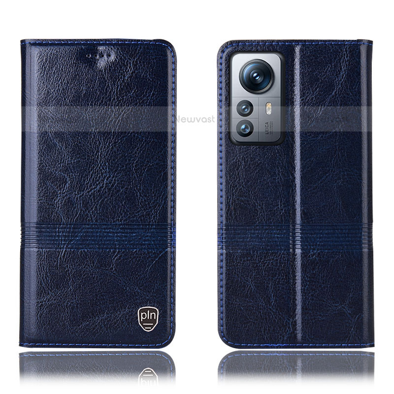 Leather Case Stands Flip Cover Holder H06P for Xiaomi Mi 12 Lite 5G Blue