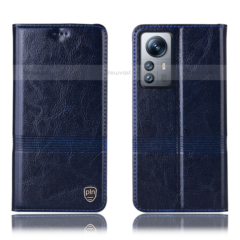 Leather Case Stands Flip Cover Holder H06P for Xiaomi Mi 12X 5G Blue