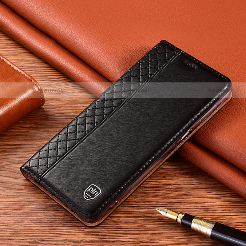 Leather Case Stands Flip Cover Holder H07P for Motorola Moto G100 5G Black