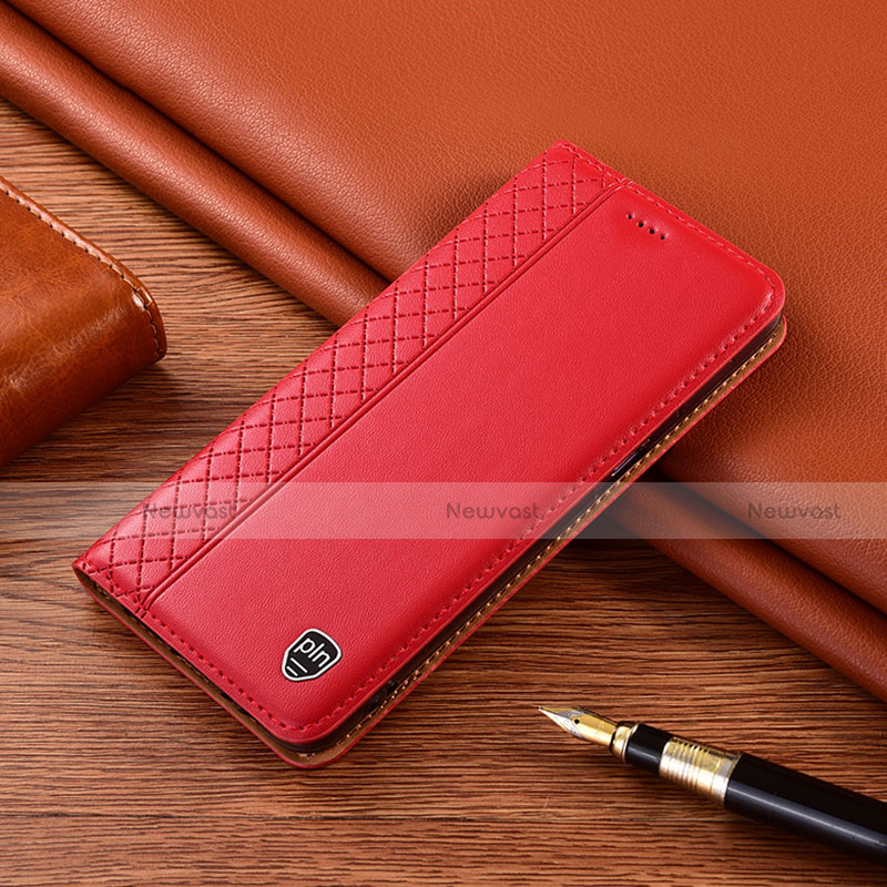 Leather Case Stands Flip Cover Holder H07P for Motorola Moto G30 Red