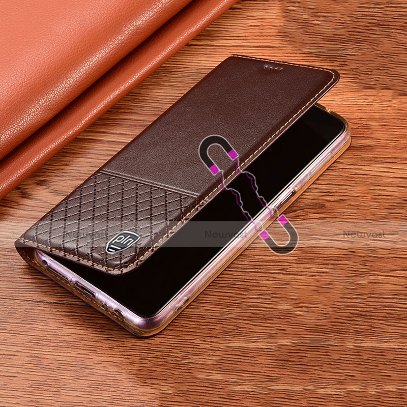 Leather Case Stands Flip Cover Holder H07P for Motorola Moto G60