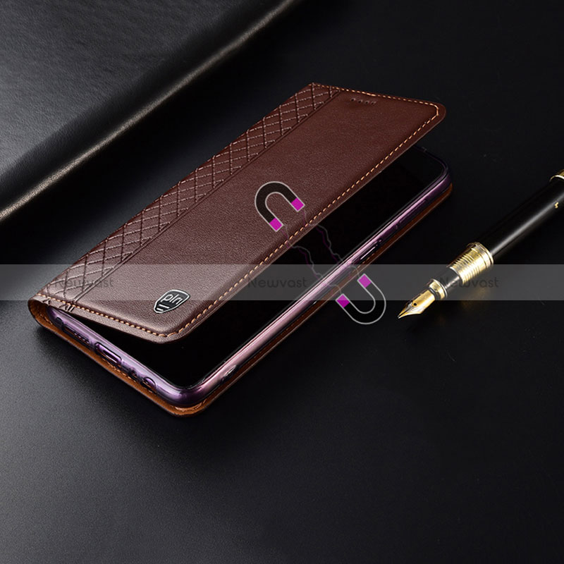 Leather Case Stands Flip Cover Holder H07P for Oppo A53s 5G