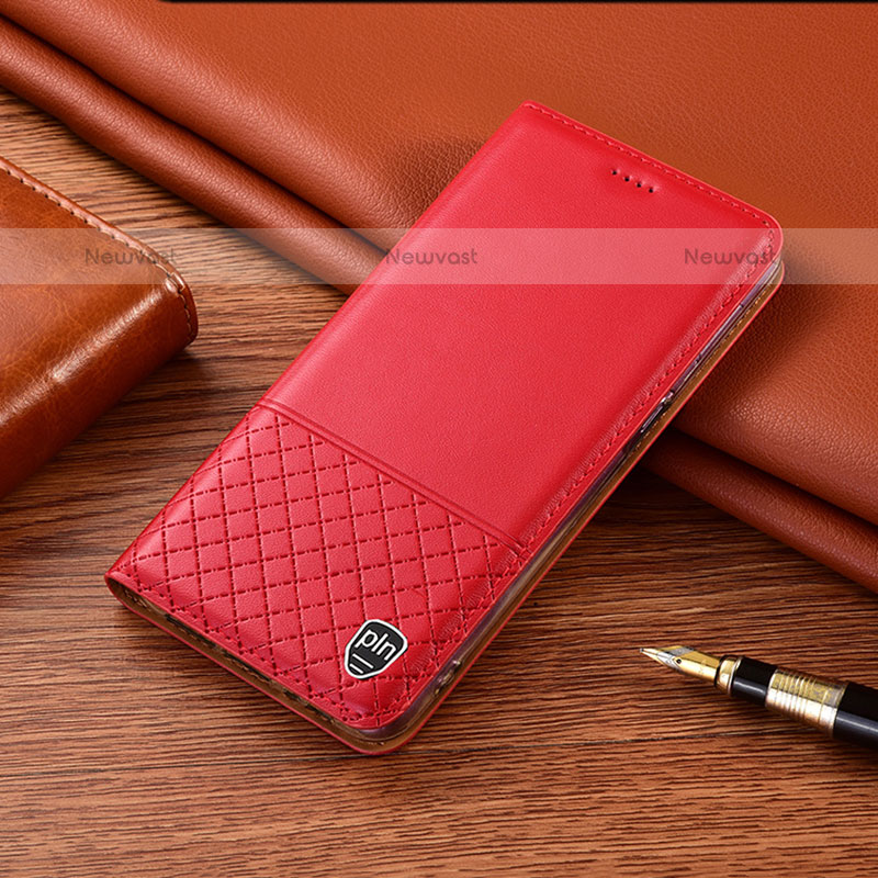 Leather Case Stands Flip Cover Holder H07P for Oppo A53s Red