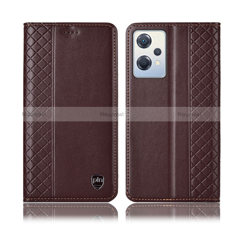 Leather Case Stands Flip Cover Holder H07P for Oppo K10X 5G Brown