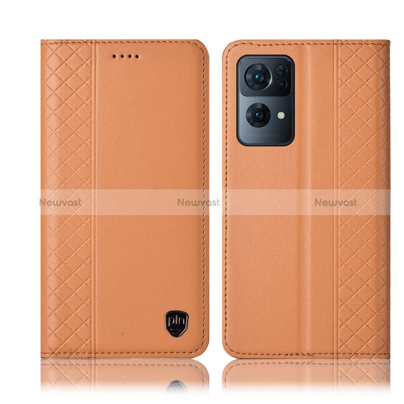 Leather Case Stands Flip Cover Holder H07P for Oppo Reno7 Pro 5G