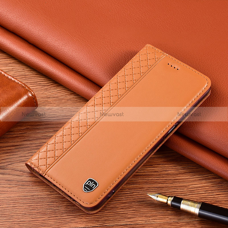 Leather Case Stands Flip Cover Holder H07P for Realme 9i 4G Orange