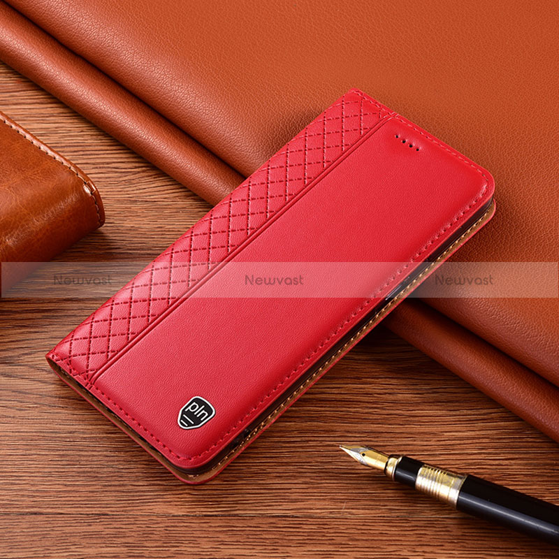 Leather Case Stands Flip Cover Holder H07P for Realme 9i 4G Red