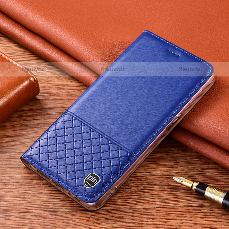 Leather Case Stands Flip Cover Holder H07P for Samsung Galaxy A11 Blue