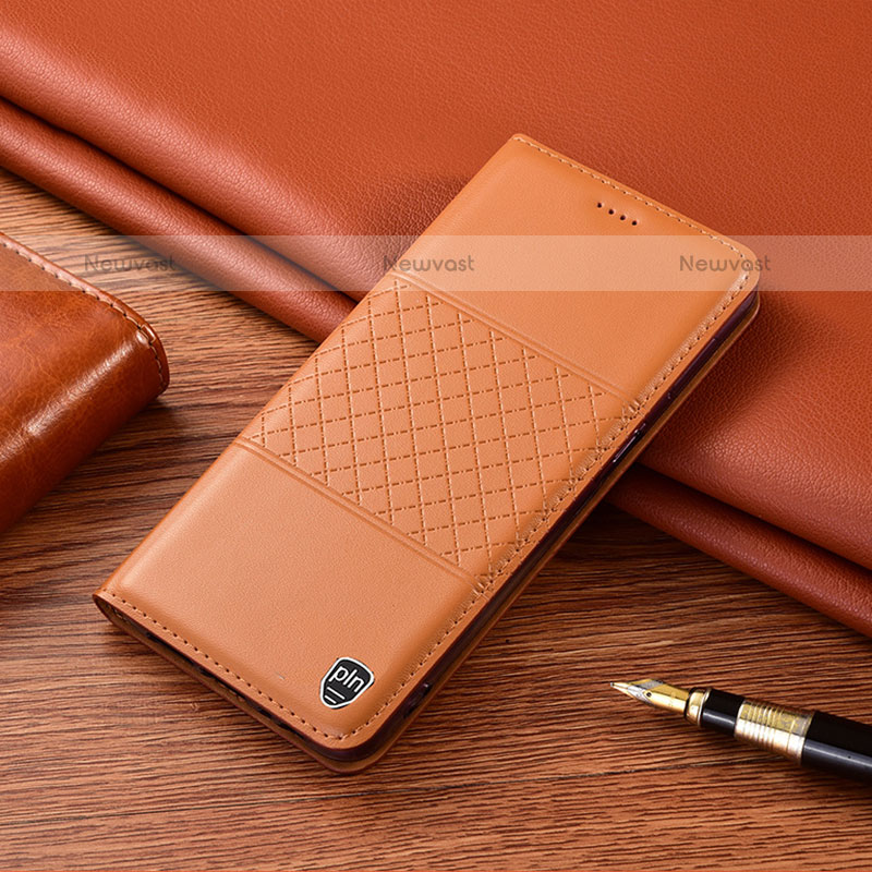 Leather Case Stands Flip Cover Holder H07P for Samsung Galaxy A20 Orange