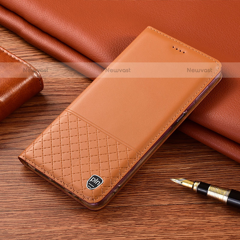 Leather Case Stands Flip Cover Holder H07P for Samsung Galaxy M11 Orange