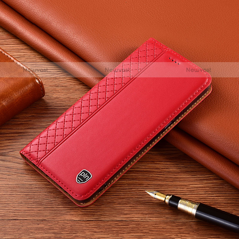 Leather Case Stands Flip Cover Holder H07P for Samsung Galaxy M62 4G Red