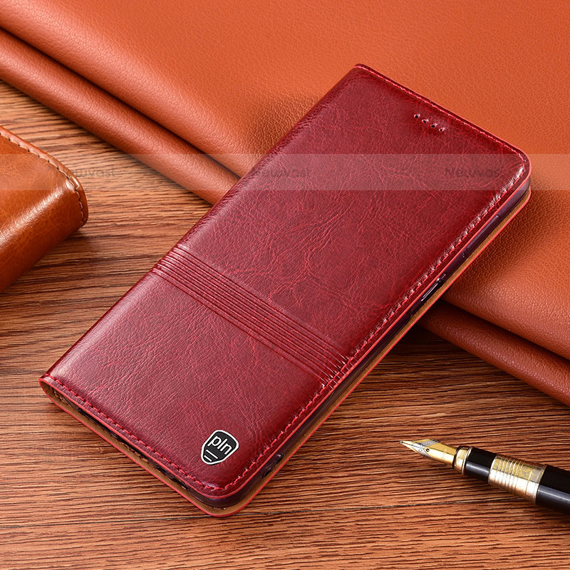 Leather Case Stands Flip Cover Holder H07P for Samsung Galaxy S21 5G Red
