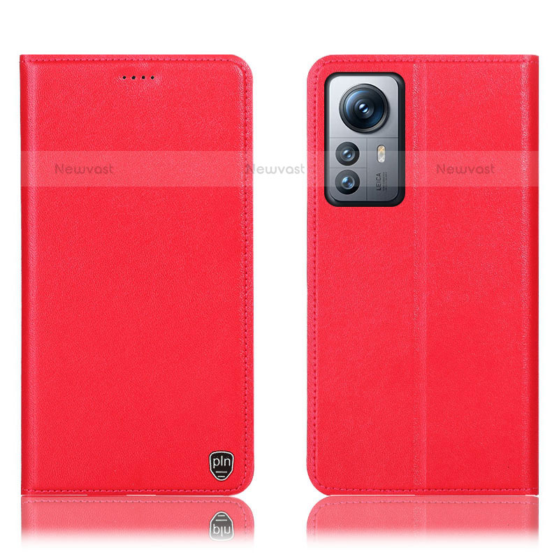Leather Case Stands Flip Cover Holder H07P for Xiaomi Mi 12 Pro 5G Red