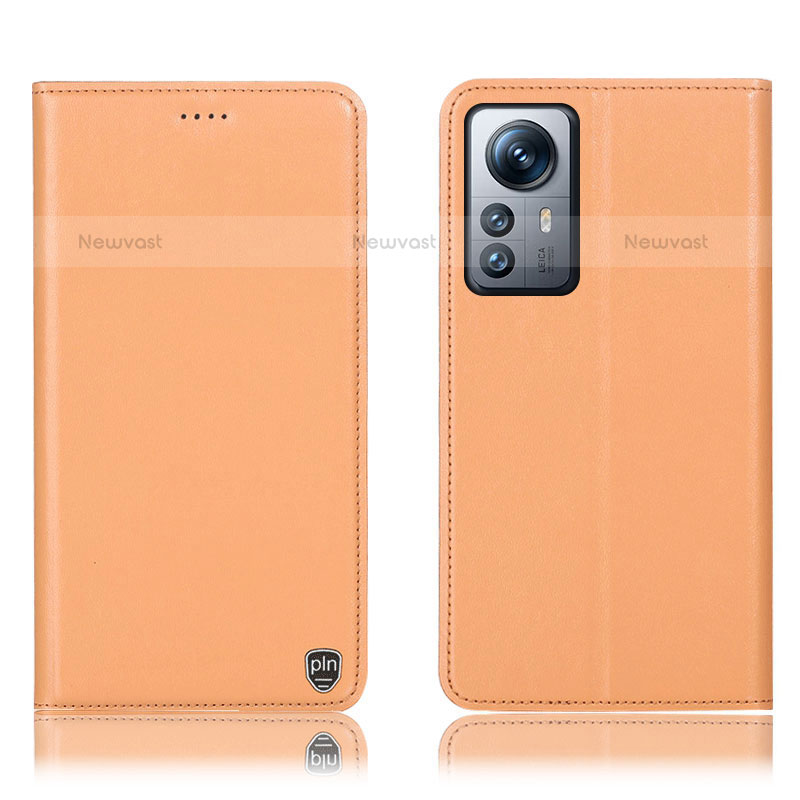 Leather Case Stands Flip Cover Holder H07P for Xiaomi Mi 12S Pro 5G Orange